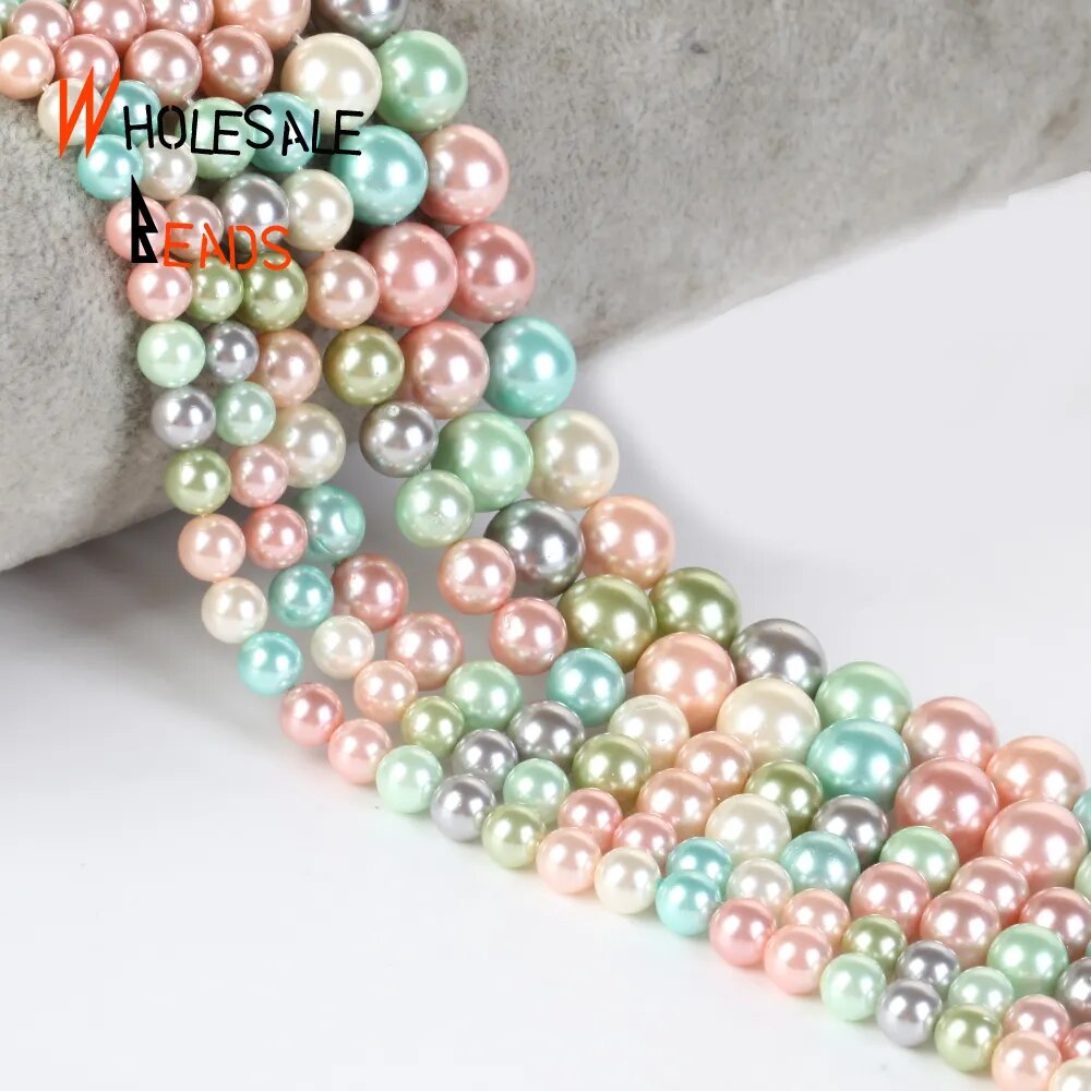 Natural Shell Pearl  Beads Seven Multicolor Loose Beads for Jewelry Making Findings DIY Bracelet  6/8/10mm-15" strand