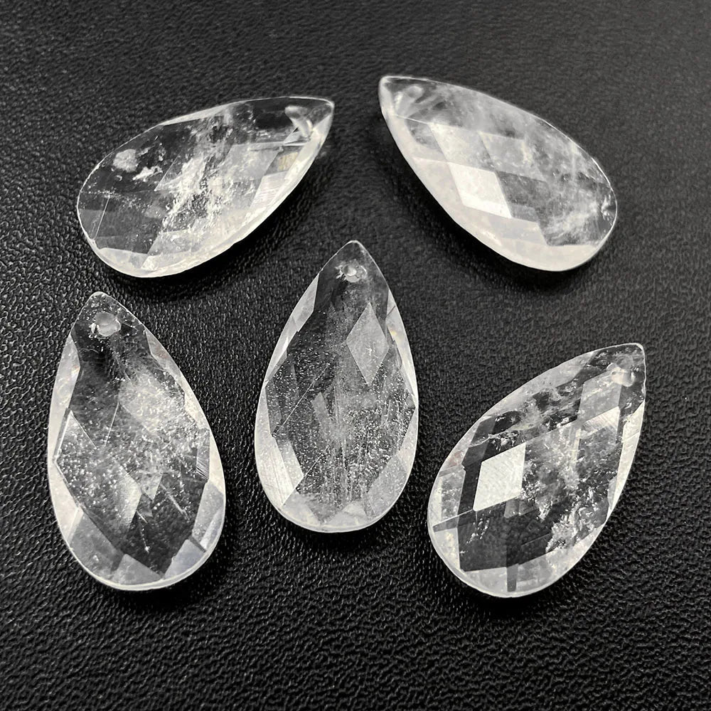 2PCS Natural Water Drop Stone 13X25mm Faceted Top Drilled Pendant Earrings Charm