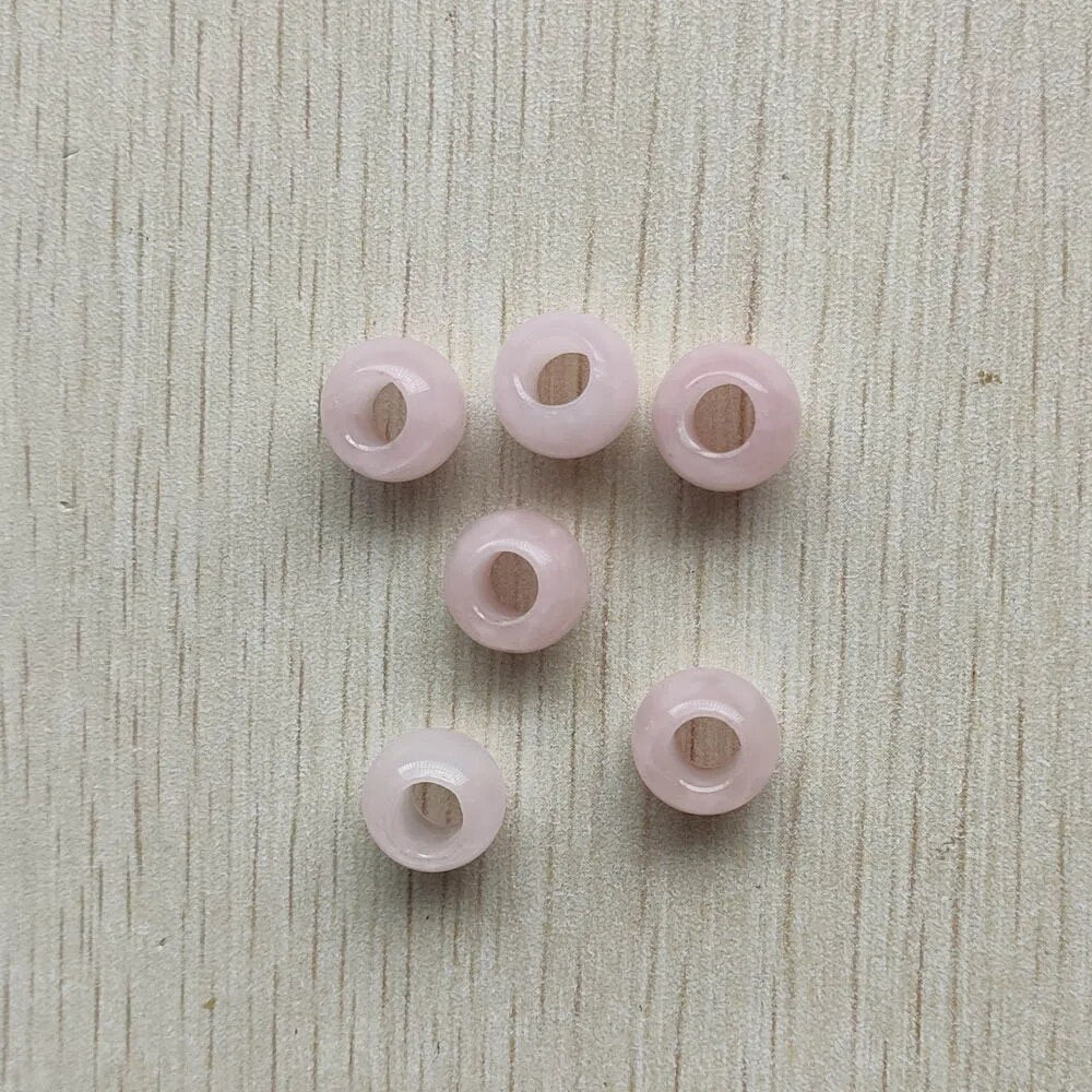 30pcs natural stone mixed round shape big hole Charms beads 12mm For Jewelry accessories making  wholesale