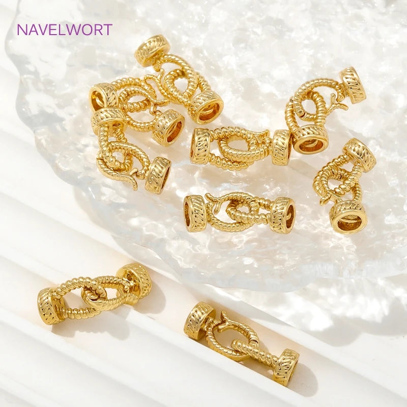 18K Gold Plated Brass Pearl Clasp Lock,Brass Connector Clasps End Caps Fastener