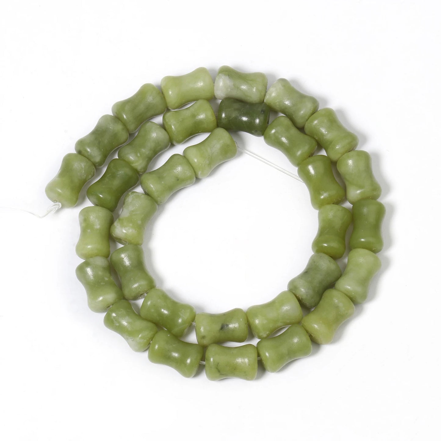 8x12mm AA Chinese Jade Bamboo Joint Shape Bead Natural Stone Loose Beads 15''