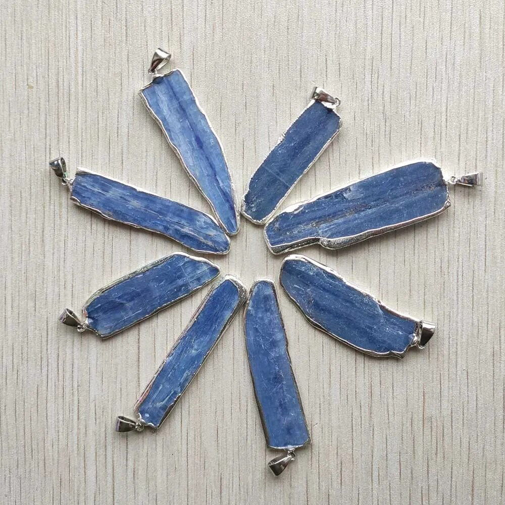 8pcs/lot natural Kyanite Irregular rectangle stone pendants for making jewelry