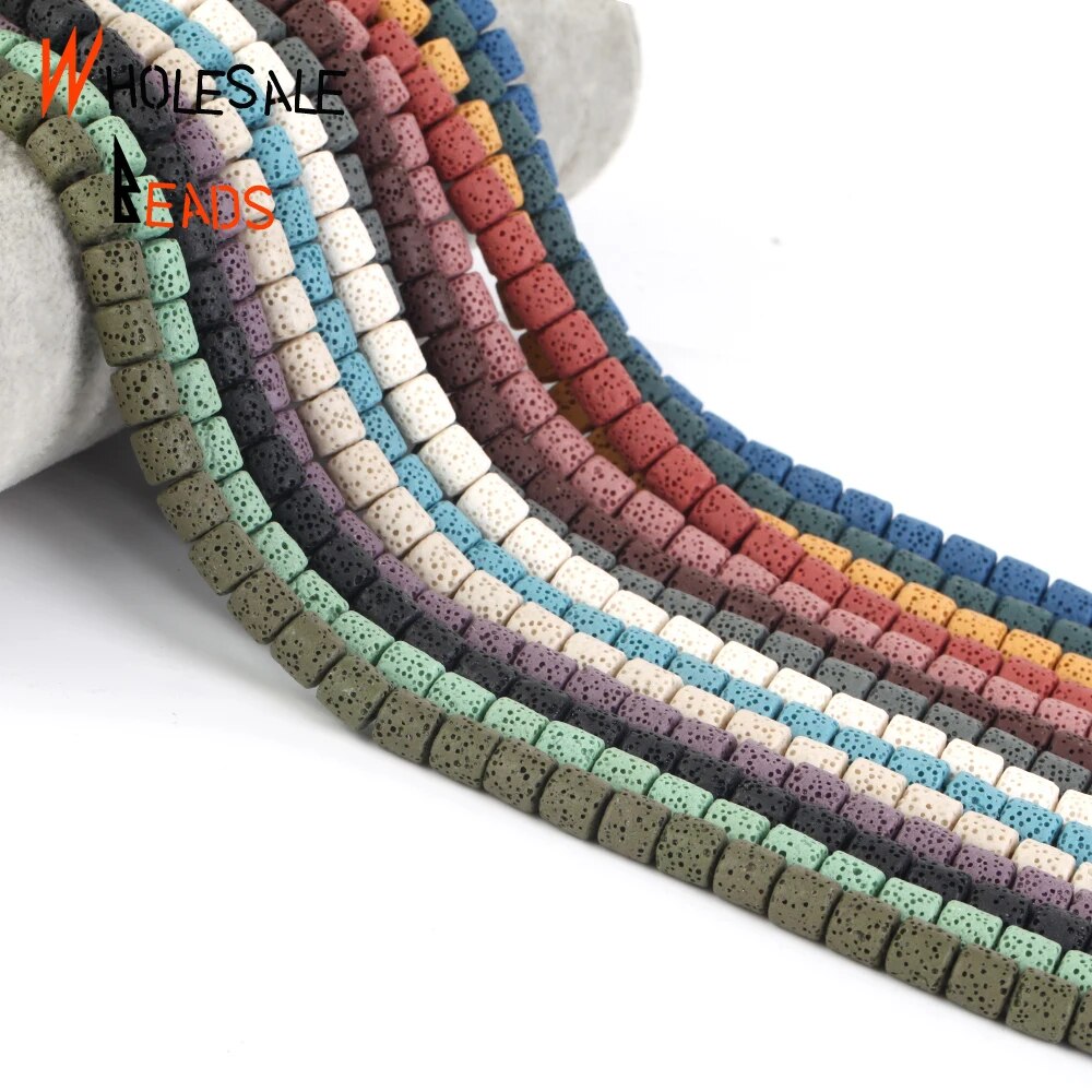 8 10mm Natural Stone Beads Colorful Volcanic Rock Lava Cylinder Beads For Jewelry Making DIY Handmade Bracelet Necklace 15'' strand