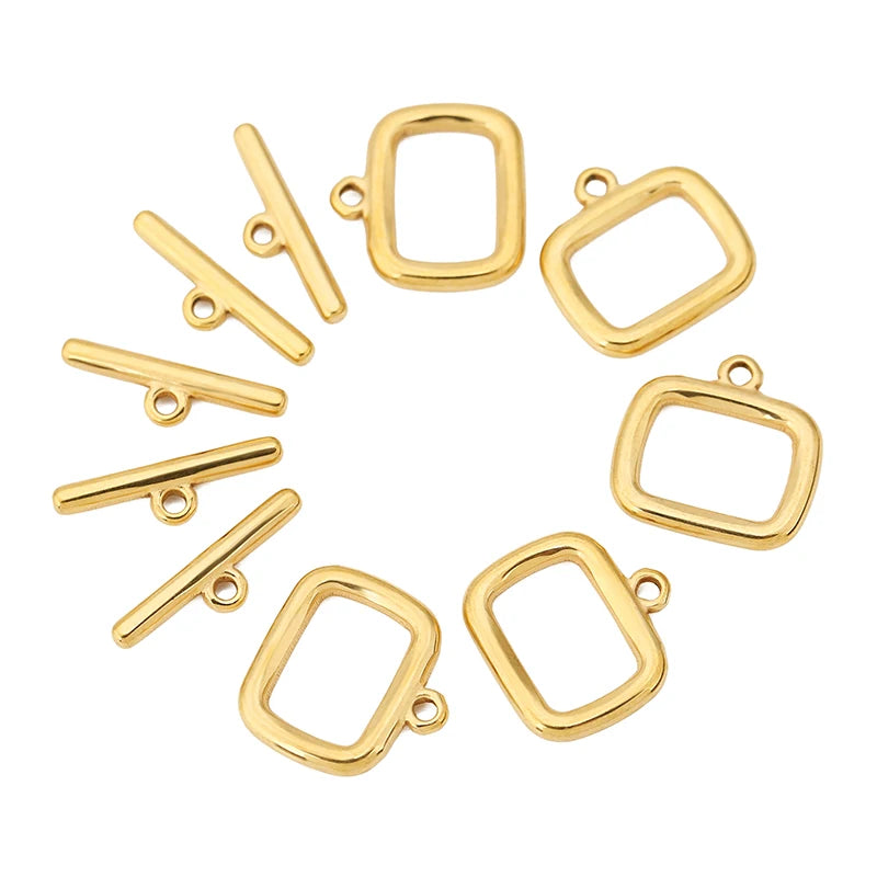 5 Sets Stainless Steel / Gold Rectangle OT Toggle Clasp Hooks DIY Jewelry Making
