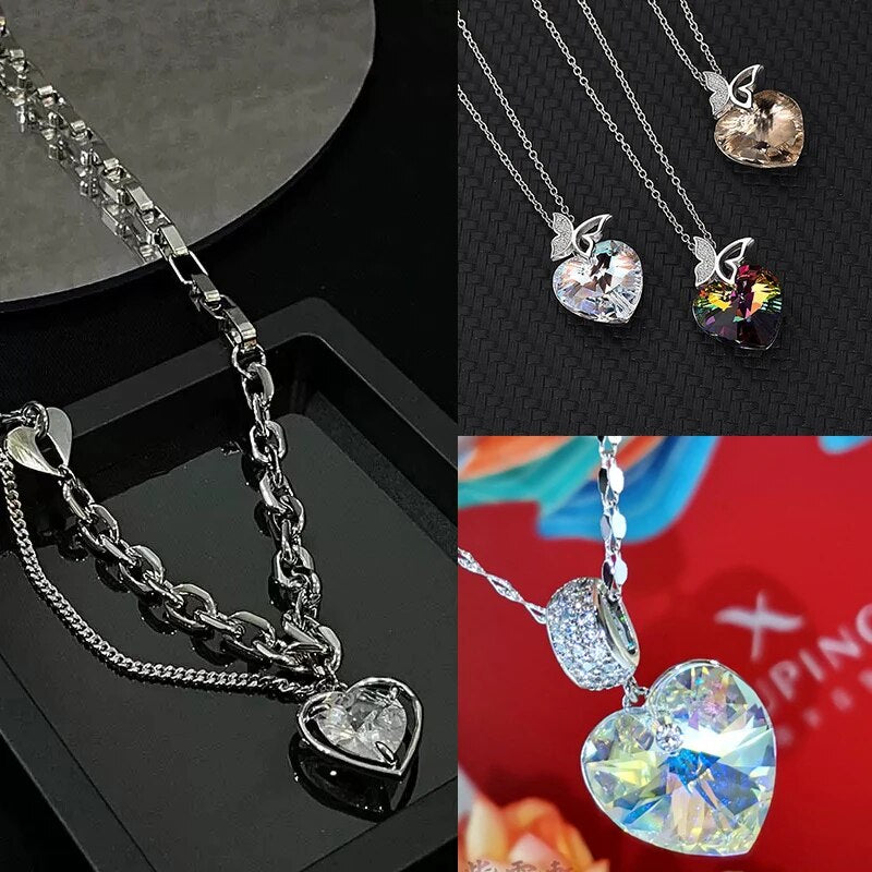 28PCS 14mm Crystal Beads for Jewelry Making AB Color Pendant Beads Love Heart Shape Charms DIY Necklace Earrings Bracelets