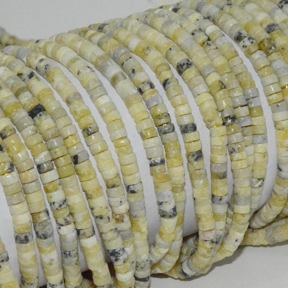 Natural Lizardite / Yellow Serpentine Flat Tube / Heishi Beads 2x4mm