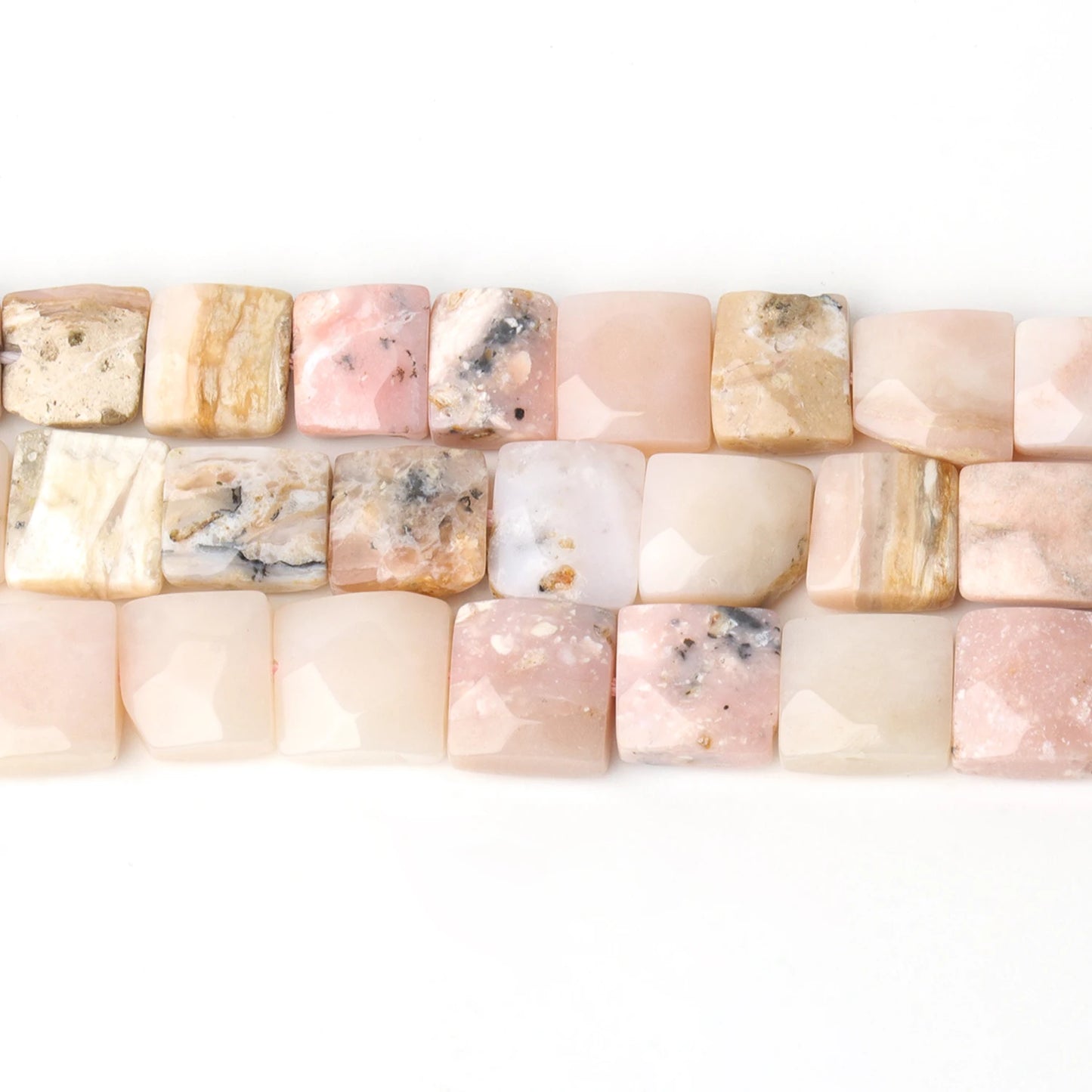 Faceted AAA Pink Opal Square 10mm Natural Stone Bead Cube Loose Beads