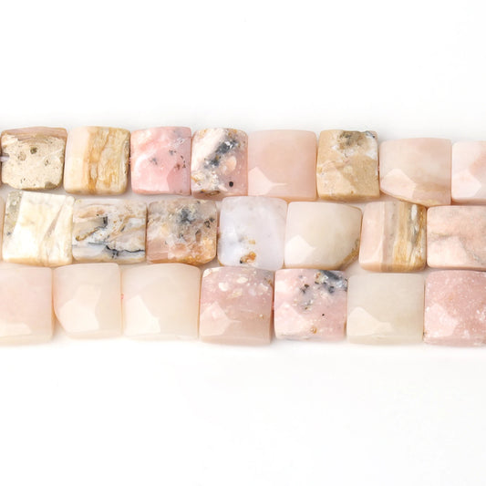 Faceted AAA Pink Opal Square 10mm Natural Stone Bead Cube Loose Beads