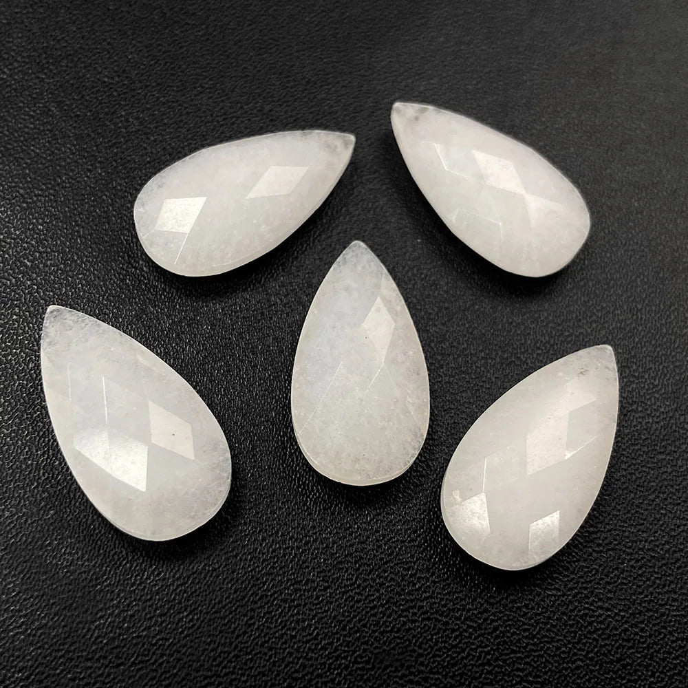 2PCS Natural Water Drop Stone 13X25mm Faceted Top Drilled Pendant Earrings Charm