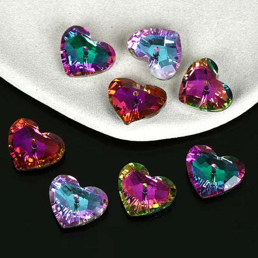 12PCS 15x18mm Crystal Beads Heart Shaped Pendant Beads for Jewelry Making Bracelet Necklace Earrings DIY Jewellery Beads