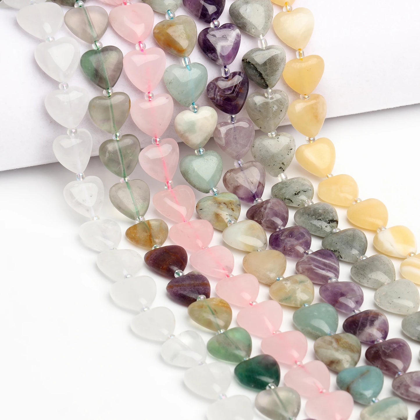 14mm AA Love Heart Natural Stone Loose Beads for Jewelry Making Diy approx 23pcs