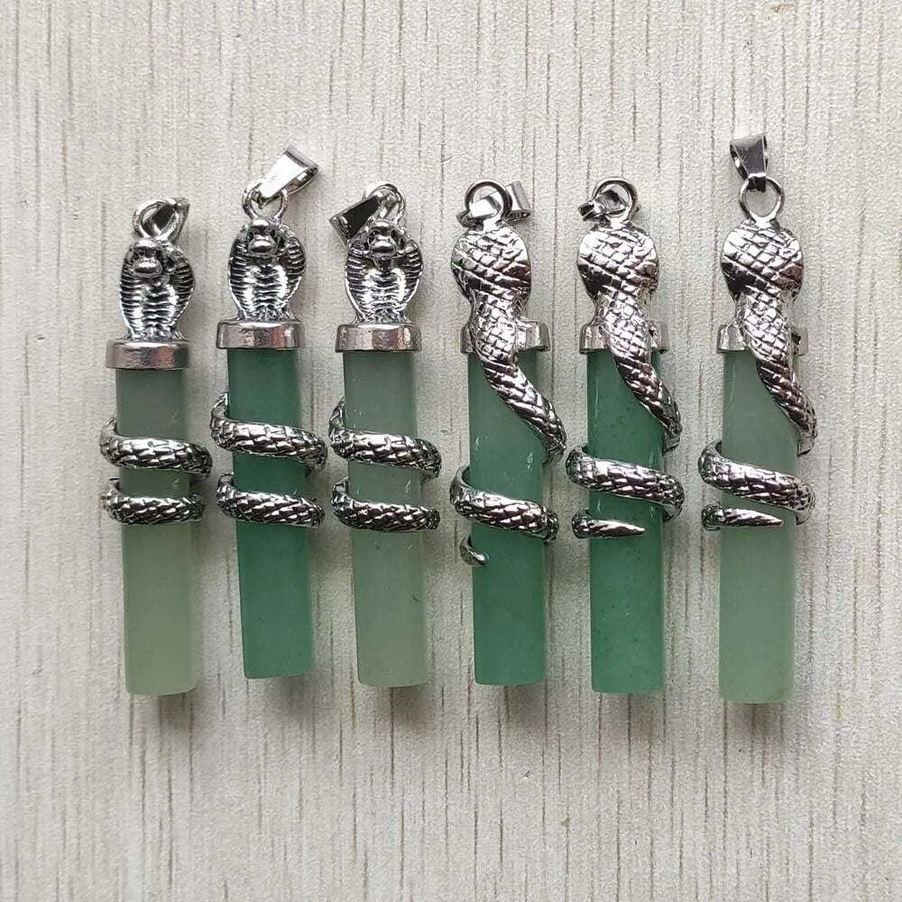 12pcs/lot Natural gree aventurine Cobra charm pendants for making necklace gift