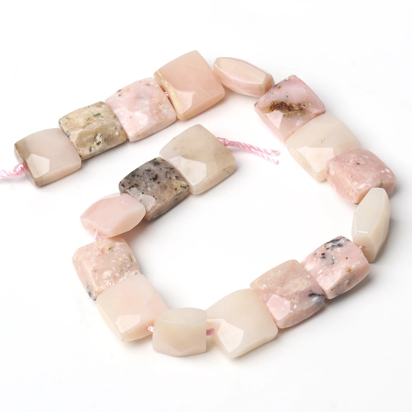 Faceted AAA Pink Opal Square 10mm Natural Stone Bead Cube Loose Beads