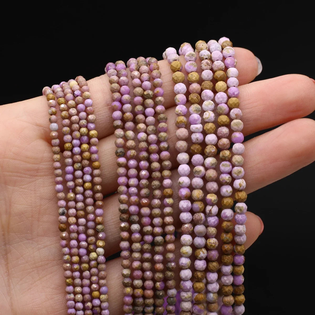 Purple Mica Lepidolite Natural Stone Round Loose Small Beads for Jewelry Making