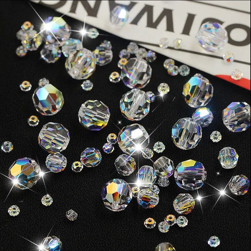 100PCS 4/6/8mm Luxury Crystal Beads for Jewelry Making AB Color Faceted Glass Beads DIY Bracelet Earrings Necklace