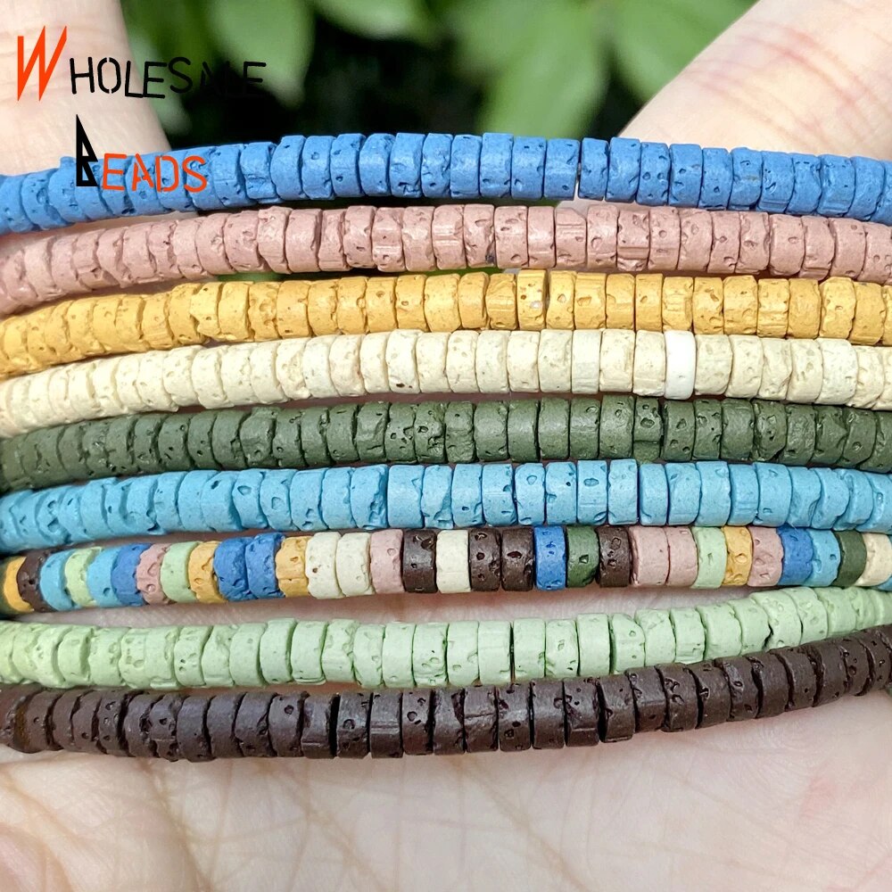 2x4mm Natural Stone Beads Colorful Cylinder Volcanic Rock Lava Beads For Jewelry Making DIY Handmade Bracelet Necklace 15'' strand