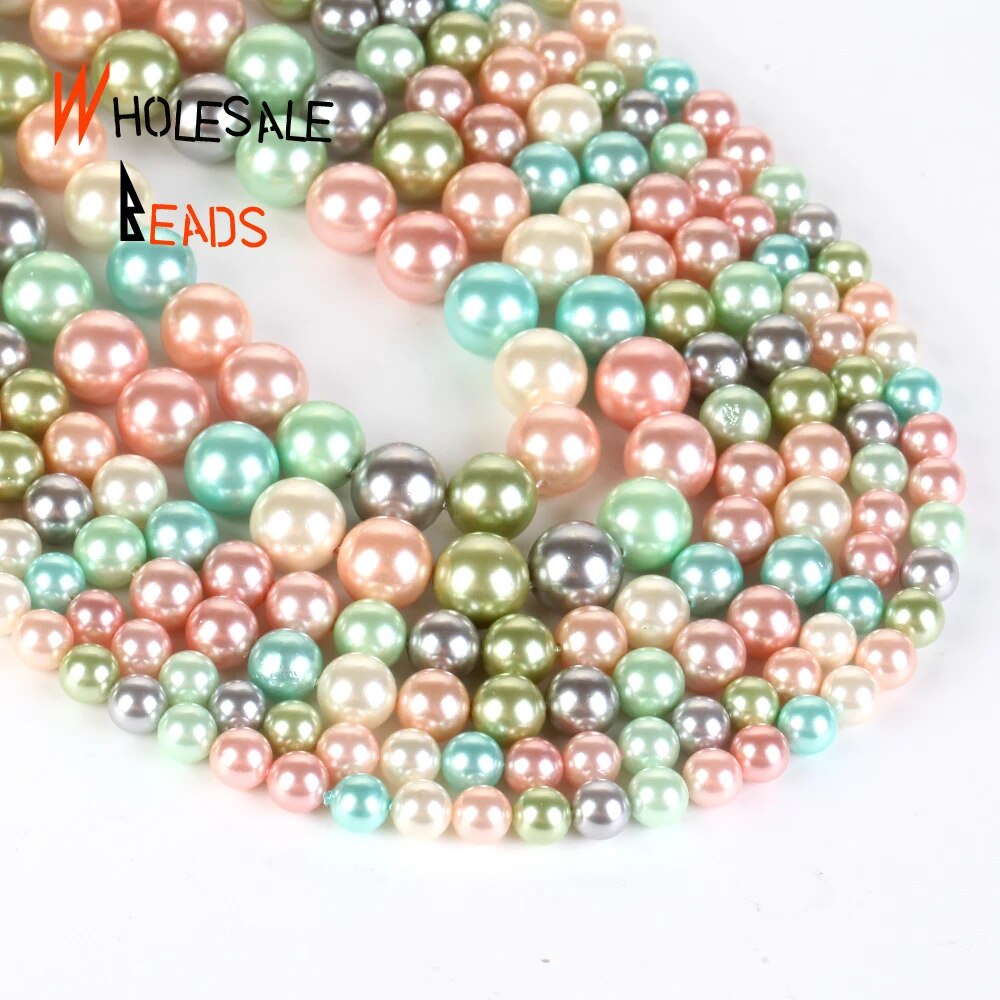 Natural Shell Pearl  Beads Seven Multicolor Loose Beads for Jewelry Making Findings DIY Bracelet  6/8/10mm-15" strand