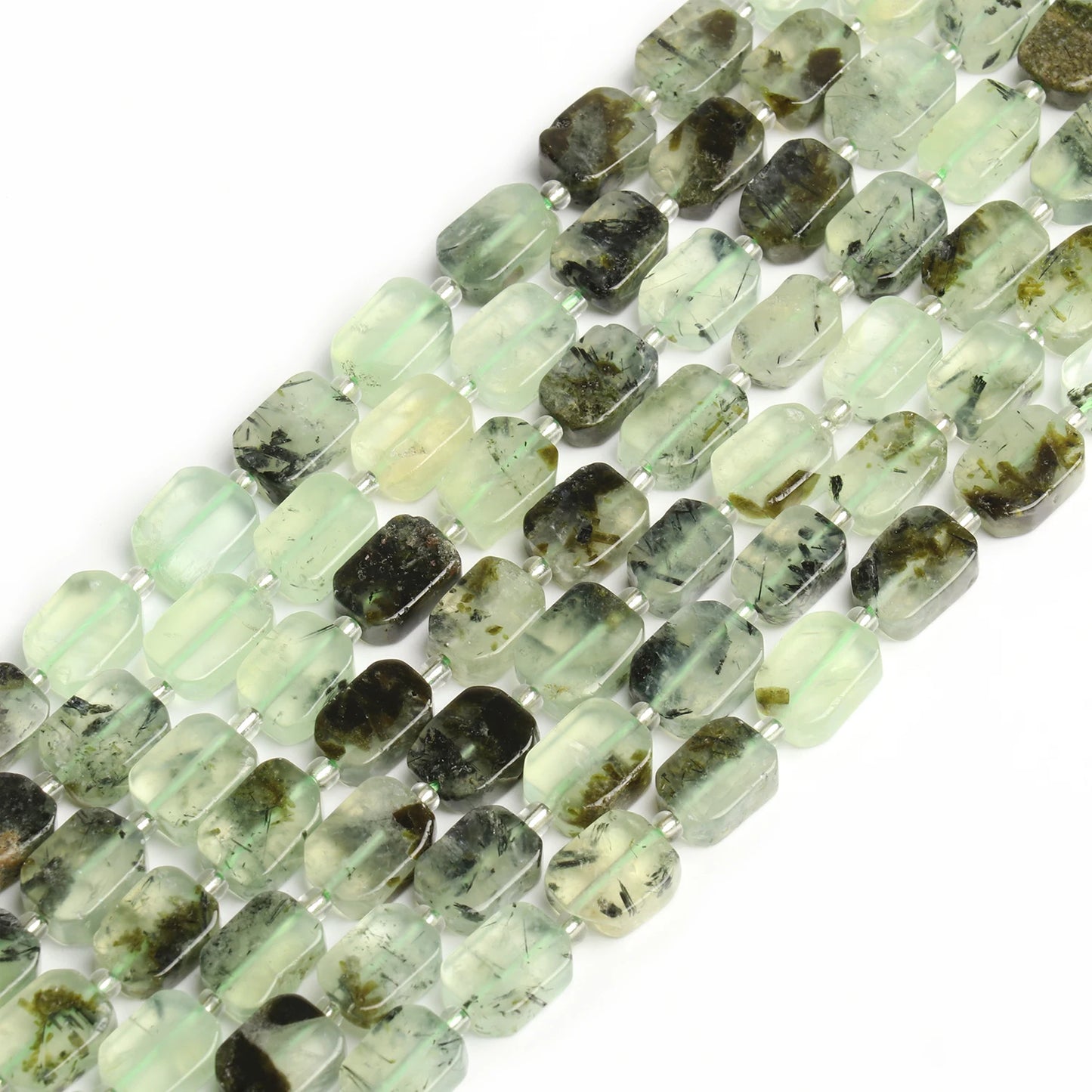 Green Prehnite Rectangle Natural Gemstone Beads