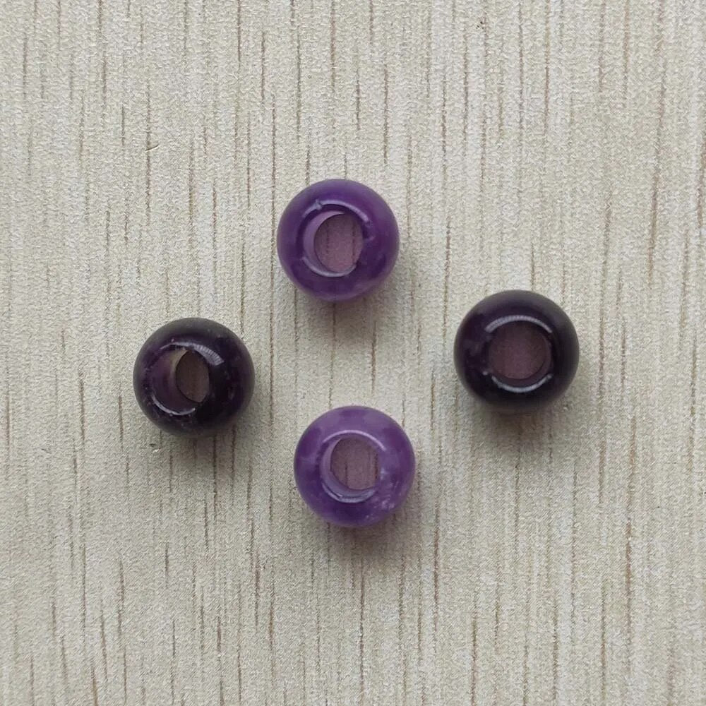 30pcs natural stone mixed round shape big hole Charms beads 12mm For Jewelry accessories making  wholesale