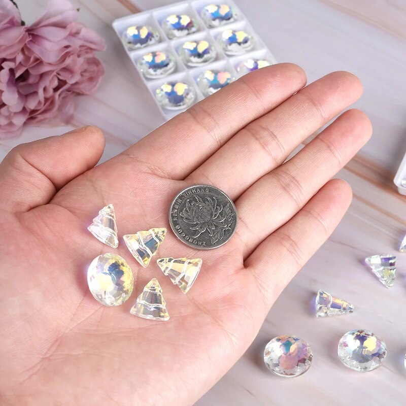 9PCS Crystal Beads for Jewelry Making AB Color Faceted Tree/Round Shaped Beads DIY Earrings Bracelet Necklace Accessories