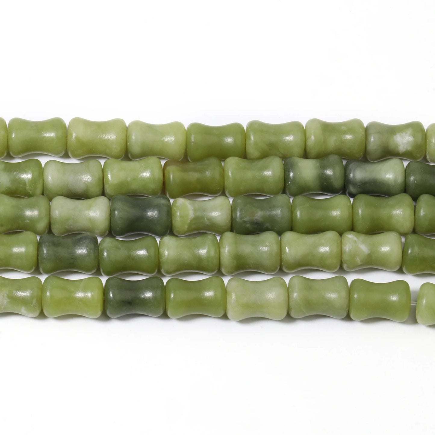 8x12mm AA Chinese Jade Bamboo Joint Shape Bead Natural Stone Loose Beads 15''