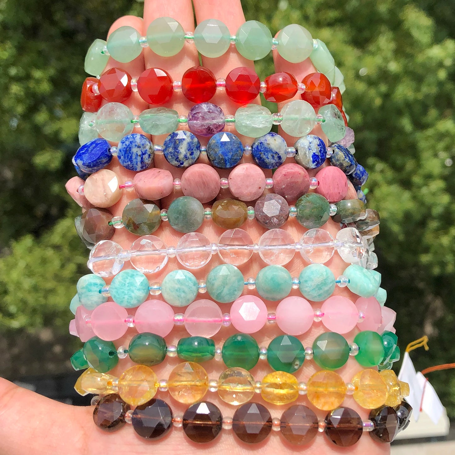 10mm AAA Faceted Coin Natural Gemtone Beads For Jewelry Making DIY 15'' Strand