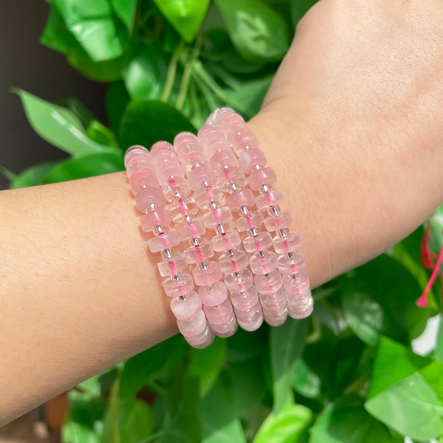 Rose Quartz Rondelle Wheel Round Loose Spacer Beads for Jewelry Making DIY