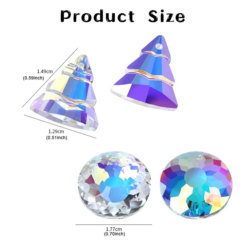 9PCS Crystal Beads for Jewelry Making AB Color Faceted Tree/Round Shaped Beads DIY Earrings Bracelet Necklace Accessories