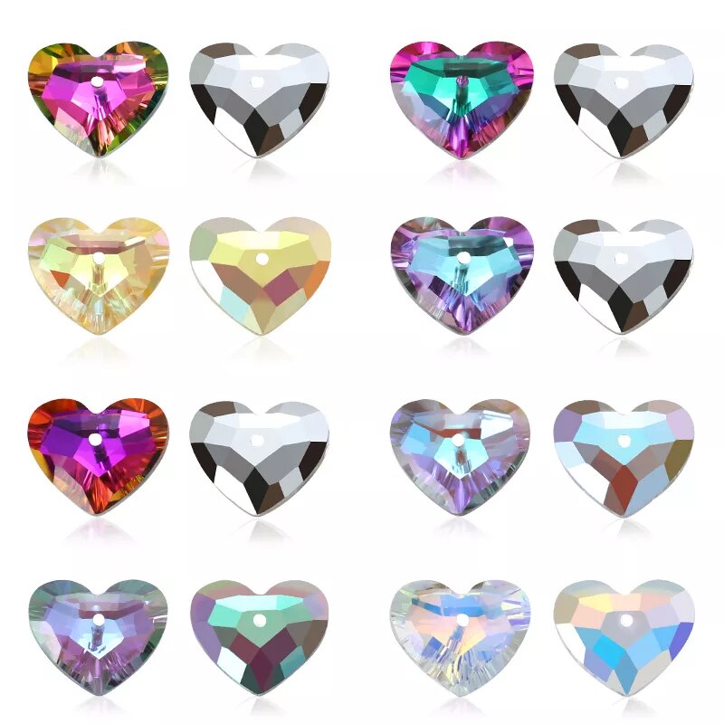 12PCS 15x18mm Crystal Beads Heart Shaped Pendant Beads for Jewelry Making Bracelet Necklace Earrings DIY Jewellery Beads