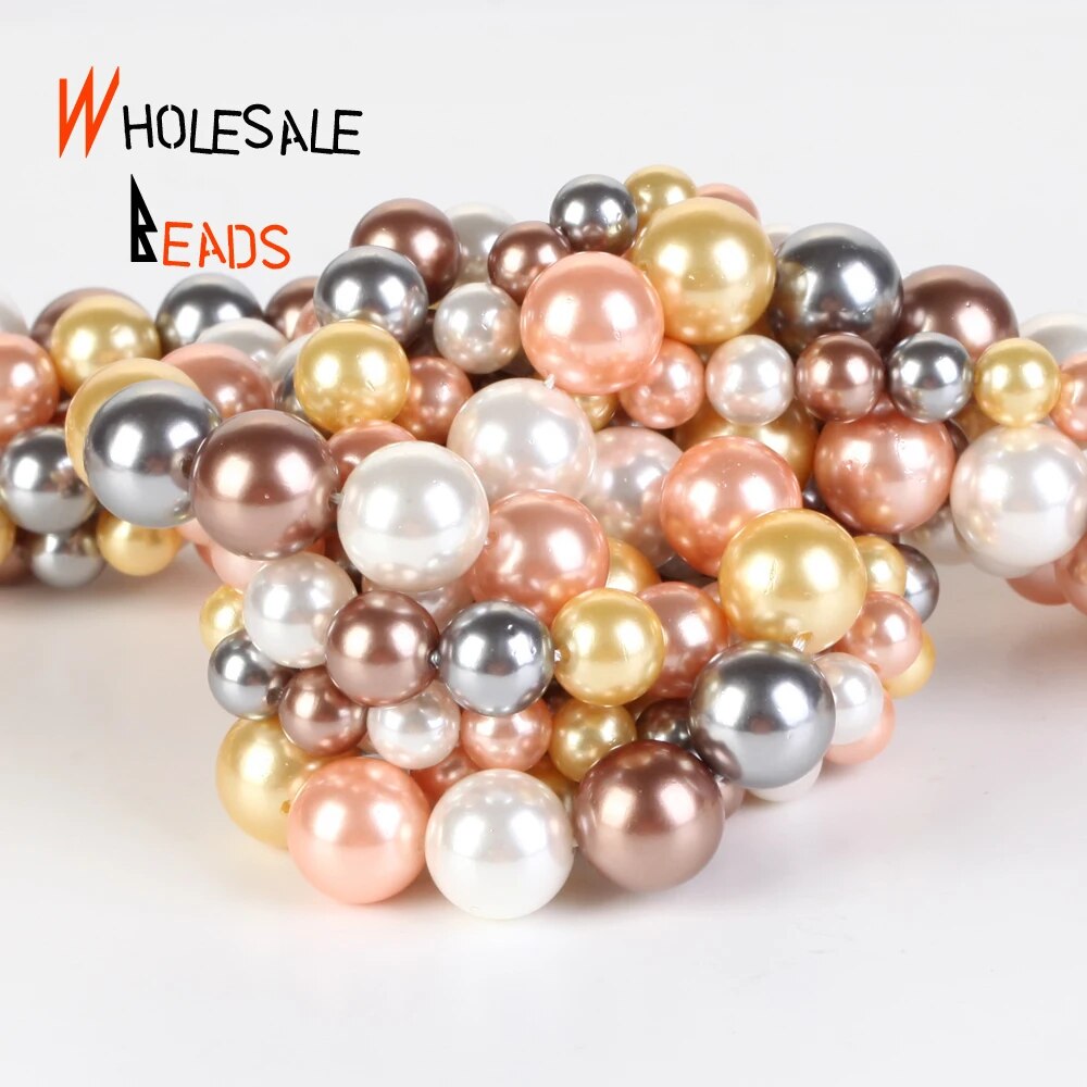 Natural Shell Pearl Beads Five Multicolor Loose Beads for Jewelry Making DIY Bracelet 6/8/10mm- 15" strand