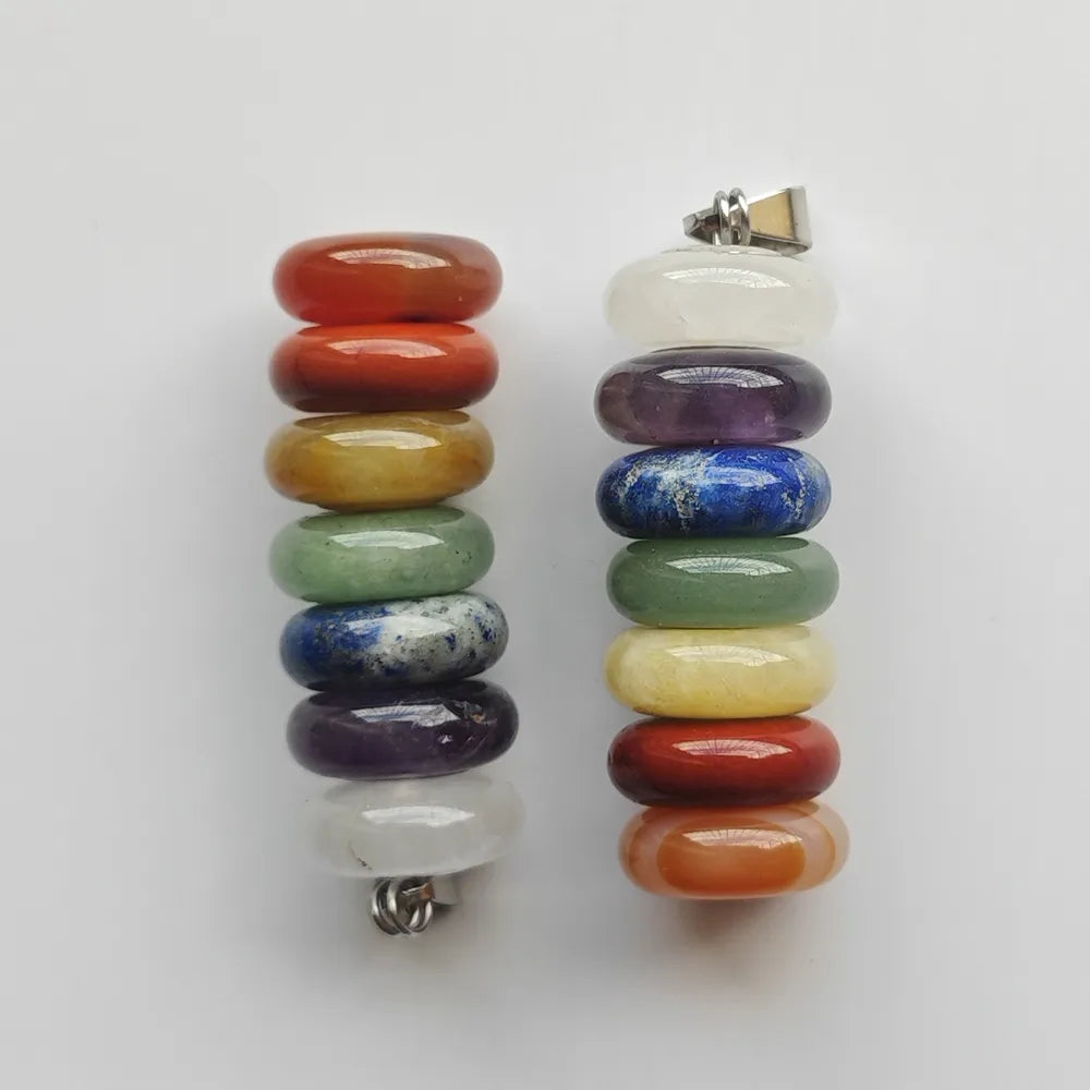 4pcs/lot Natural Stone 7 Chakras beads Pendulum Dowsing Pendants for jewelry making wholesale