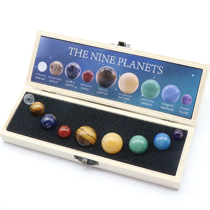 Natural Crystal 8 / 9 Planets Ball Solar Sun System Rock Quartz Stones Beads Healing Reiki Chakra Energy Sphere Galaxy Model Globe