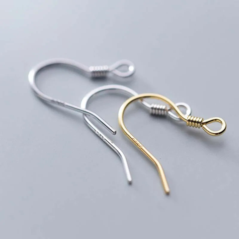 10pcs Solid 925 sterling Silver Ear Hooks Wire 18k Gold Spring Earring Clasps For Making Earrings Jewelry Findings