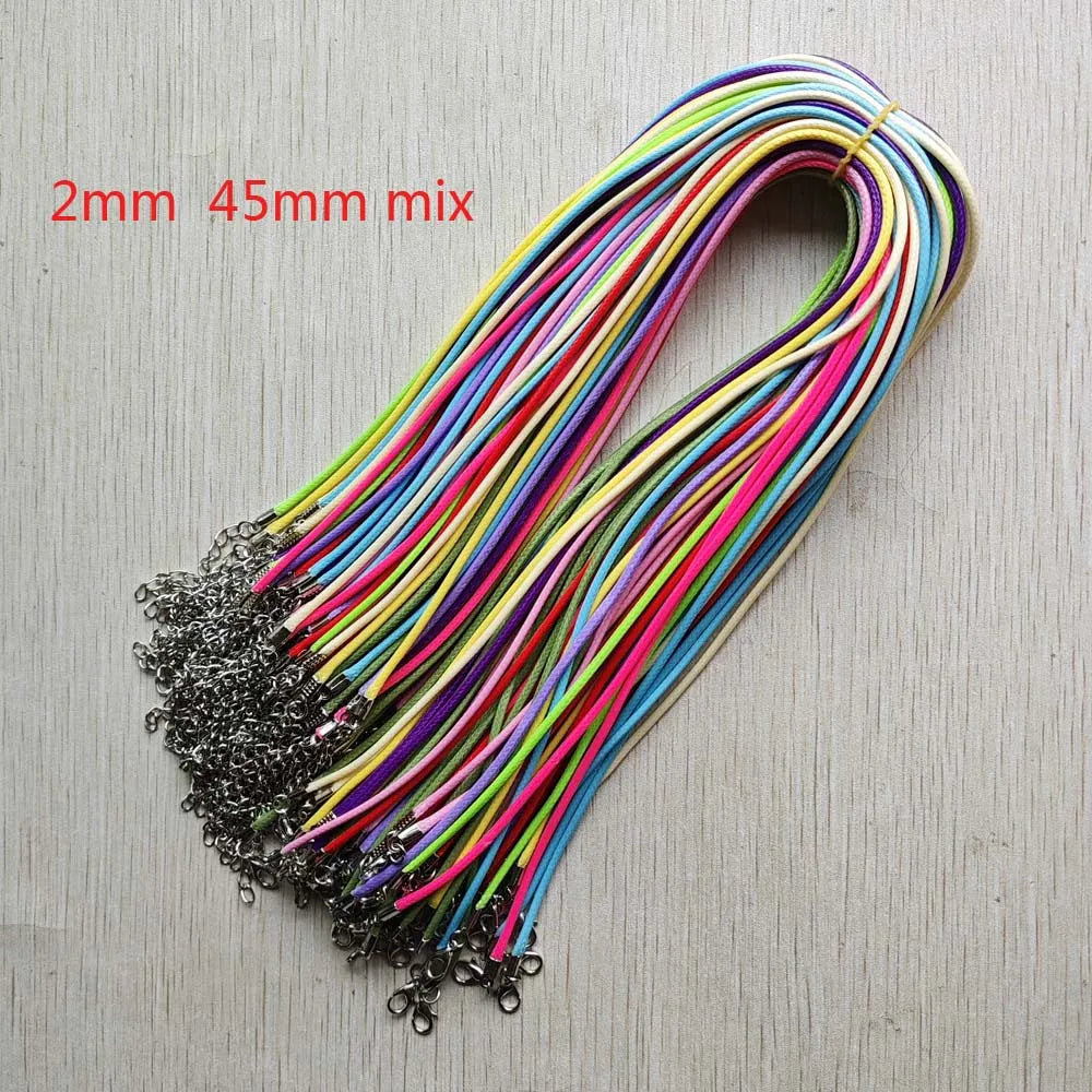 100 pcs 1.5mm 2.0mm Mix Black Coffee Wax rope lobster clasp necklaces 45mm 60cm 70cm lanyard cords diy pendants Jewelry Making