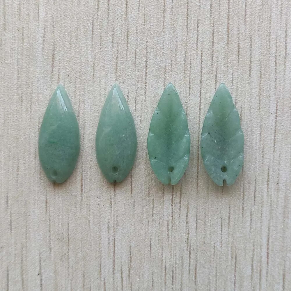 12pcs natural green aventurine carved Leaf charms pendants for jewelry Accessories making