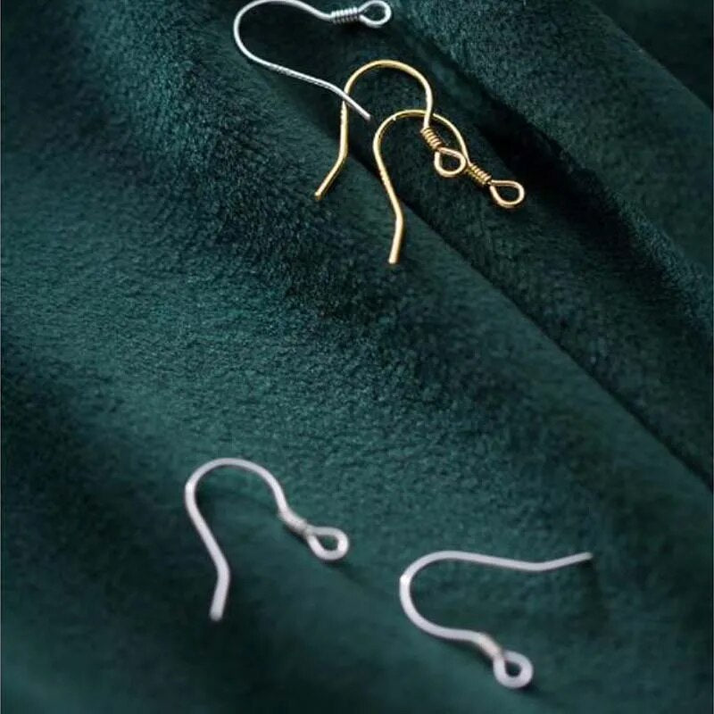 10pcs Solid 925 sterling Silver Ear Hooks Wire 18k Gold Spring Earring Clasps For Making Earrings Jewelry Findings