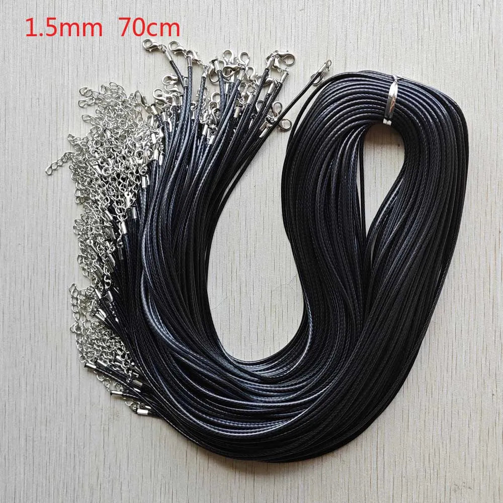 100 pcs 1.5mm 2.0mm Mix Black Coffee Wax rope lobster clasp necklaces 45mm 60cm 70cm lanyard cords diy pendants Jewelry Making