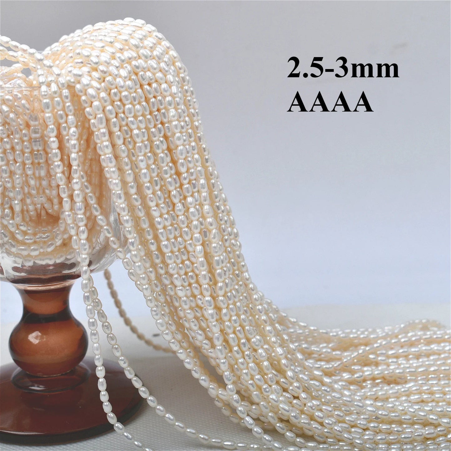2.5-3mm Natural Radiant Freshwater White Rice AAAA Pearls Well-polished Smooth