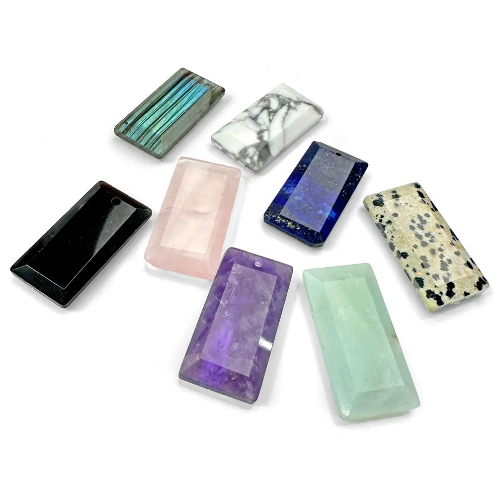 Natural Gems Stone Quartz Pendant Rectangle Slice Pendant For Women Men Jewelry Making Handmade Necklace Earring 13X25MM