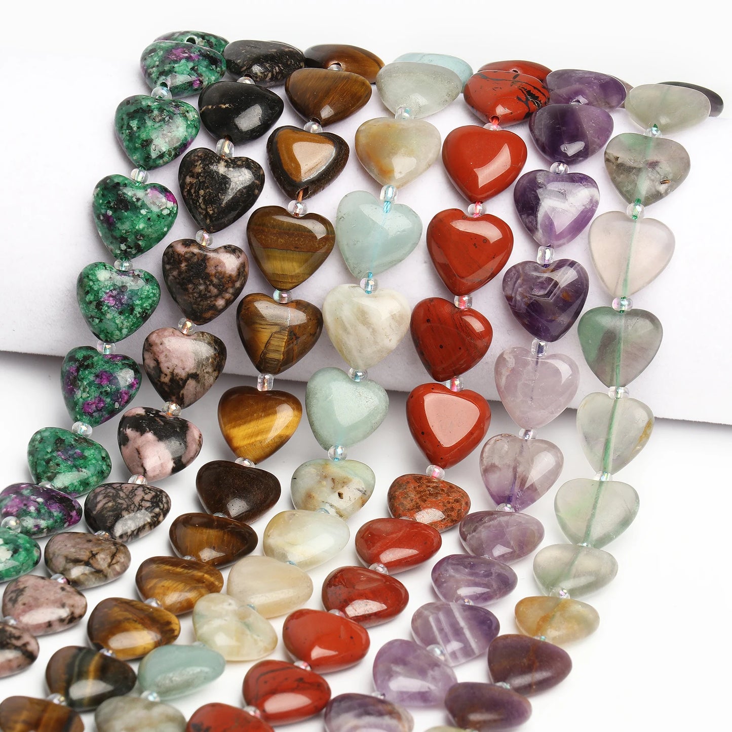 14mm AA Love Heart Natural Stone Loose Beads for Jewelry Making Diy approx 23pcs