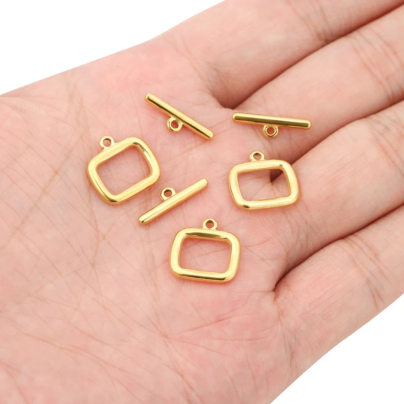 5 Sets Stainless Steel / Gold Rectangle OT Toggle Clasp Hooks DIY Jewelry Making