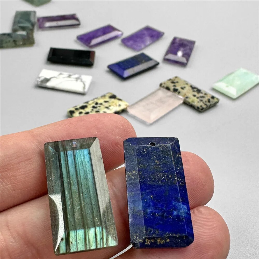 Natural Gems Stone Quartz Pendant Rectangle Slice Pendant For Women Men Jewelry Making Handmade Necklace Earring 13X25MM