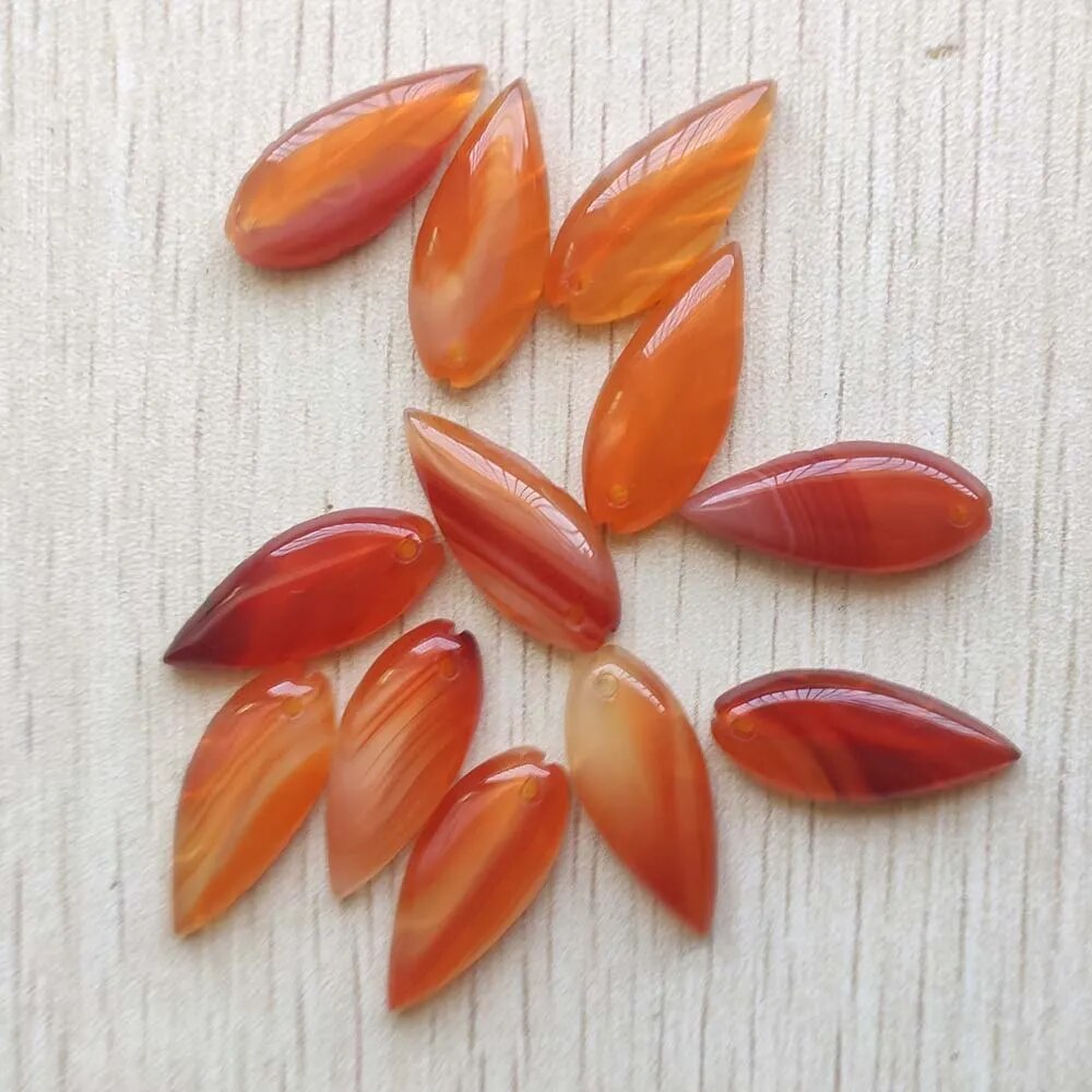 12pcs/lot natural red onyx carnelian carved Leaf charms pendants for jewelry Accessories making