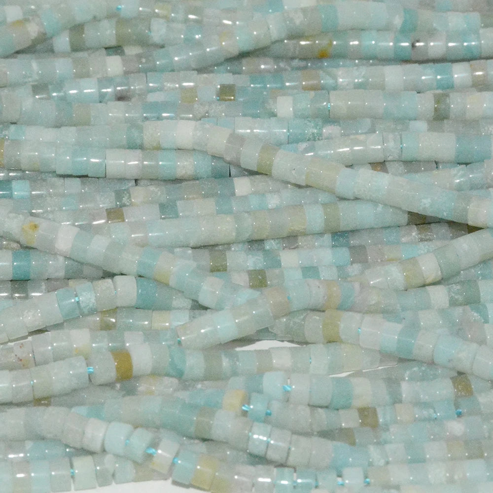 Natural Amazonite Flat Tube / Heishi Beads 2x4mm