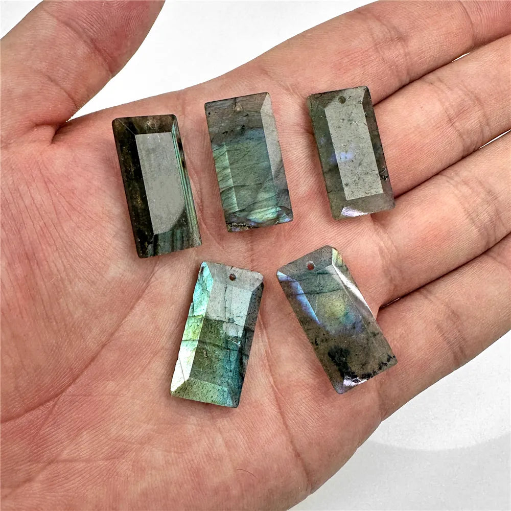 Natural Gems Stone Quartz Pendant Rectangle Slice Pendant For Women Men Jewelry Making Handmade Necklace Earring 13X25MM