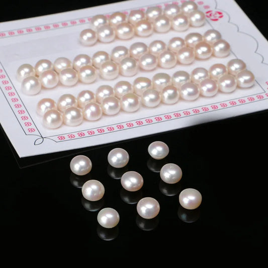 10pcs/lot AAA Quality 3-14mm Natural Freshwater Pearls Half Hole Round Button