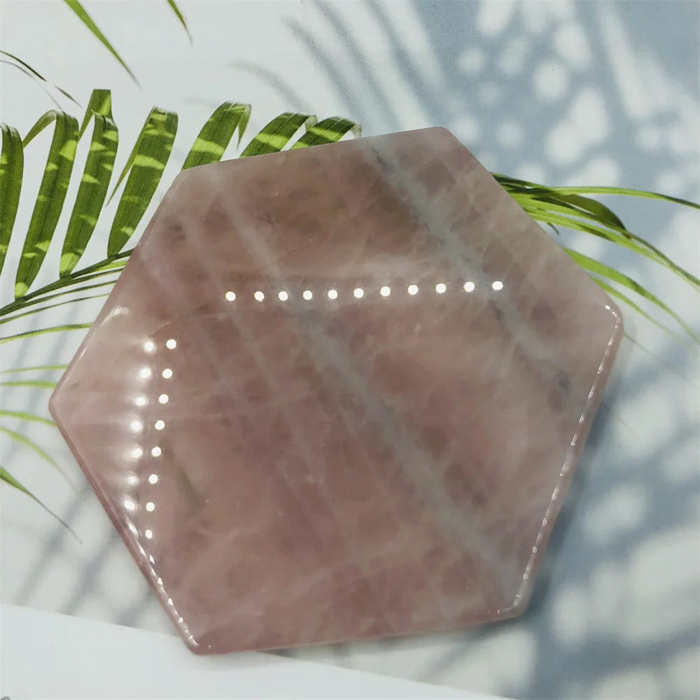 Natural Rose Quartz Coaster Crystal Stone Magic Slice Decor Healing Reiki Gift