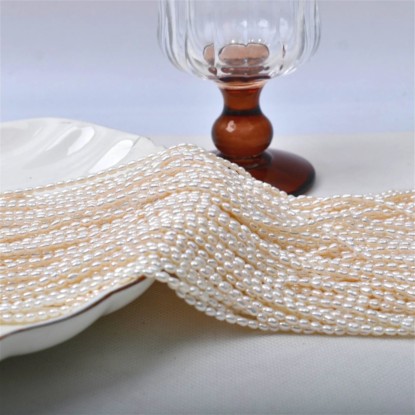 2.5-3mm Natural Radiant Freshwater White Rice AAAA Pearls Well-polished Smooth