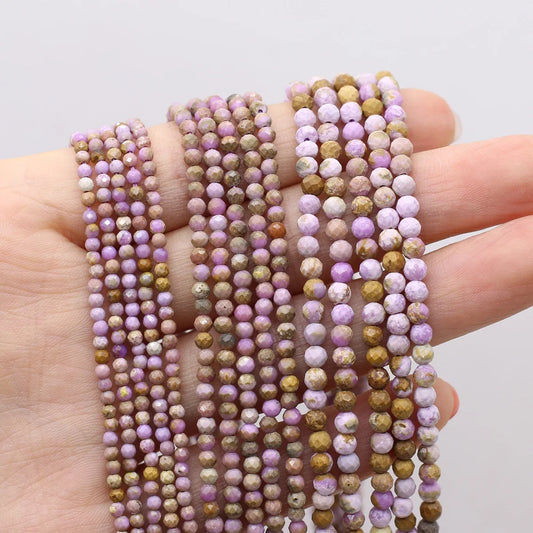 Purple Mica Lepidolite Natural Stone Round Loose Small Beads for Jewelry Making