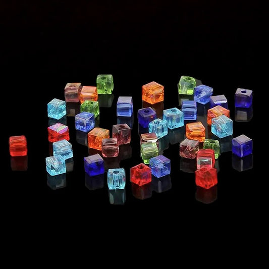 100-300PCS 4mm Cube Beads Mixed Color Jewelry Crystal Square Beads for DIY Jewellery Making Necklace Bracelet Earrings